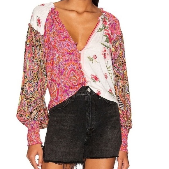 Free People Multicolor Floral Paisley Blouse - Picture 1 of 8